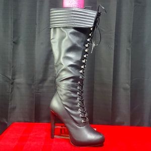 Tall lace up stiletto platform boots